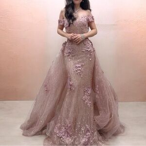 Portia and Scarlett Strapless Pink Gown